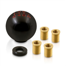 Load image into Gallery viewer, Universal 6 Speed M8 M10 M12 Ball Shift Knob Black with Red Lettering