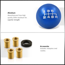 Load image into Gallery viewer, Universal 6 Speed M8 M10 M12 Ball Shift Knob Blue with White Lettering