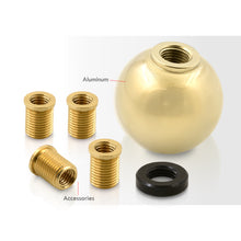 Load image into Gallery viewer, Universal 6 Speed M8 M10 M12 Ball Shift Knob 24K Gold with Red Lettering