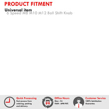 Load image into Gallery viewer, Universal 6 Speed M8 M10 M12 Ball Shift Knob 24K Gold with Red Lettering