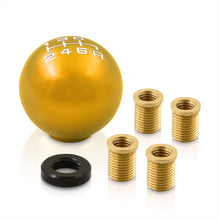 Load image into Gallery viewer, Universal 6 Speed M8 M10 M12 Ball Shift Knob Gold with Red Lettering