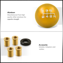 Load image into Gallery viewer, Universal 6 Speed M8 M10 M12 Ball Shift Knob Gold with Red Lettering