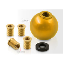 Load image into Gallery viewer, Universal 6 Speed M8 M10 M12 Ball Shift Knob Gold with Red Lettering