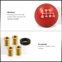 Load image into Gallery viewer, Universal 6 Speed M8 M10 M12 Ball Shift Knob Red with White Lettering