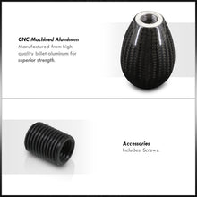 Load image into Gallery viewer, Universal 5 Speed M10x1.5 Type-R Style Shift Knob Carbon Fiber with White Lettering