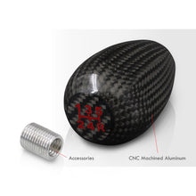 Load image into Gallery viewer, Universal 5 Speed M10x1.5 Type-R Style Shift Knob Black Carbon Fiber with Red Lettering