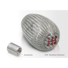 Load image into Gallery viewer, Universal 5 Speed M10x1.5 Type-R Style Shift Knob Silver Carbon Fiber with Red Lettering