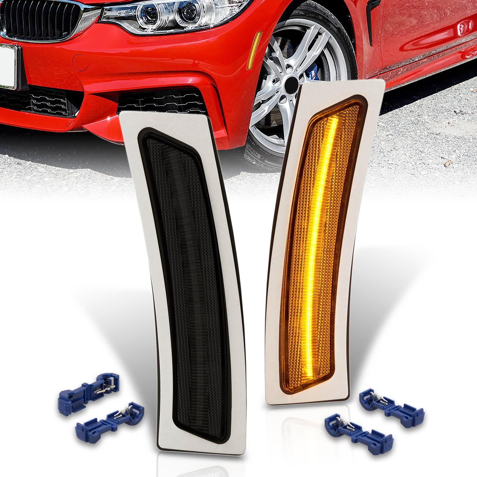 BMW 3 Series LCI F30 F31 (Base) 2016-2019 / F30 M Sport 2012-2015 / 4  Series F32 F33 F36 2014-2020 Front Bumper Amber LED Side Marker Reflector  Lights 