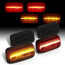 Load image into Gallery viewer, Chevrolet Silverado (Dually) 2500HD 3500HD 2015-2021 / GMC Sierra (Dually) 2500HD 3500HD 2015-2021 4 Piece Front Amber & Rear Red LED Fender Side Marker Lights Smoke Len