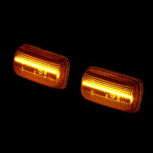 Load image into Gallery viewer, Chevrolet Silverado (Dually) 2500HD 3500HD 2015-2021 / GMC Sierra (Dually) 2500HD 3500HD 2015-2021 4 Piece Front Amber & Rear Red LED Fender Side Marker Lights Smoke Len