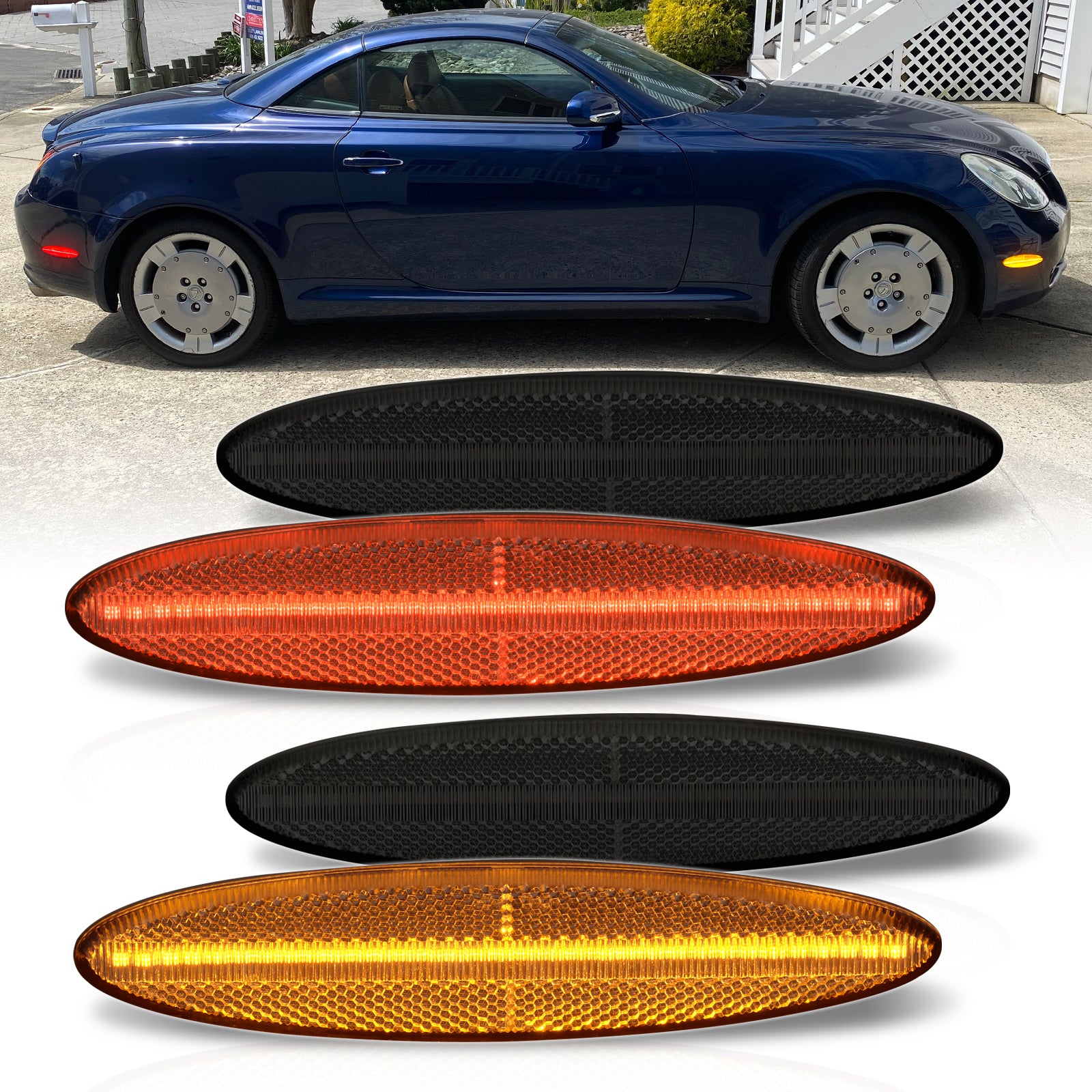 Lexus SC430 2002-2010 4 Piece Front Amber & Rear Red LED