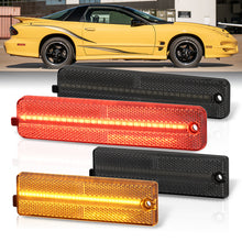 Load image into Gallery viewer, Pontiac Firebird 1998-2002 4 Piece Front Amber & Rear Red LED Side Marker Lights Smoke Len