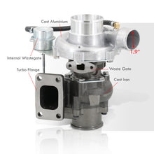 Load image into Gallery viewer, T3/T4 V-Band Oil Cooled Turbo Charger with Internal Wastegate(Dual Port Actuator) (T3 Flange Inlet/Vband Outlet/.60AR Compressor/.63AR Turbine)
