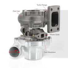 Load image into Gallery viewer, T3/T4 Oil Cooled Turbo Charger (T3 Inlet Flange/5 Bolt Outlet/.49AR Compressor/.57AR Turbine)
