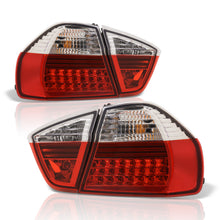 Load image into Gallery viewer, BMW 3 Series E90 4 Door 2005-2009 LED Tail Lights Chrome Housing Red Len