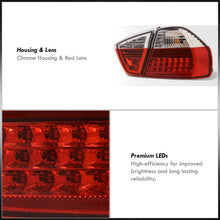 Load image into Gallery viewer, BMW 3 Series E90 4 Door 2005-2009 LED Tail Lights Chrome Housing Red Len