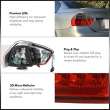 Load image into Gallery viewer, BMW 3 Series E90 4 Door 2005-2009 LED Tail Lights Chrome Housing Red Smoke Len