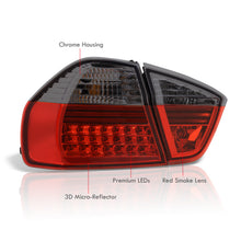 Load image into Gallery viewer, BMW 3 Series E90 4 Door 2005-2009 LED Tail Lights Chrome Housing Red Smoke Len