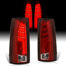 Load image into Gallery viewer, Chevrolet C/K 1988-1999 / Suburban 1992-1999 / Tahoe 1995-1999 / Blazer Full Size 1992-1994 / GMC C/K 1988-1999 / Yukon 1992-1999 / Cadillac Escalade 1999-2000 LED Bar Tail Lights Chrome Housing Red Len White Tube