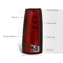 Load image into Gallery viewer, Chevrolet C/K 1988-1999 / Suburban 1992-1999 / Tahoe 1995-1999 / Blazer Full Size 1992-1994 / GMC C/K 1988-1999 / Yukon 1992-1999 / Cadillac Escalade 1999-2000 LED Bar Tail Lights Chrome Housing Red Len White Tube