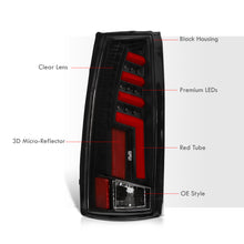 Load image into Gallery viewer, Chevrolet C/K 1988-1999 / Suburban 1992-1999 / Tahoe 1995-1999 / Blazer Full Size 1992-1994 / GMC C/K 1988-1999 / Yukon 1992-1999 / Cadillac Escalade 1999-2000 LED Bar Tail Lights Black Housing Clear Len Red Tube