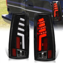 Load image into Gallery viewer, Chevrolet C/K 1988-1999 / Suburban 1992-1999 / Tahoe 1995-1999 / Blazer Full Size 1992-1994 / GMC C/K 1988-1999 / Yukon 1992-1999 / Cadillac Escalade 1999-2000 LED Bar Tail Lights Black Housing Clear Len White Tube