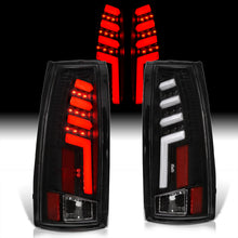 Load image into Gallery viewer, Chevrolet C/K 1988-1999 / Suburban 1992-1999 / Tahoe 1995-1999 / Blazer Full Size 1992-1994 / GMC C/K 1988-1999 / Yukon 1992-1999 / Cadillac Escalade 1999-2000 LED Bar Tail Lights Black Housing Clear Len White Tube