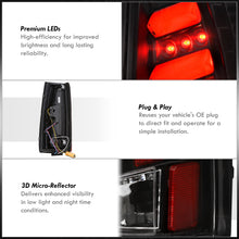 Load image into Gallery viewer, Chevrolet C/K 1988-1999 / Suburban 1992-1999 / Tahoe 1995-1999 / Blazer Full Size 1992-1994 / GMC C/K 1988-1999 / Yukon 1992-1999 / Cadillac Escalade 1999-2000 LED Bar Tail Lights Black Housing Clear Len White Tube