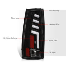 Load image into Gallery viewer, Chevrolet C/K 1988-1999 / Suburban 1992-1999 / Tahoe 1995-1999 / Blazer Full Size 1992-1994 / GMC C/K 1988-1999 / Yukon 1992-1999 / Cadillac Escalade 1999-2000 LED Bar Tail Lights Black Housing Clear Len White Tube