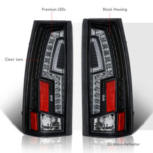 Load image into Gallery viewer, Chevrolet C/K 1988-1999 / Suburban 1992-1999 / Tahoe 1995-1999 / Blazer Full Size 1992-1994 / GMC C/K 1988-1999 / Yukon 1992-1999 / Cadillac Escalade 1999-2000 LED Tail Lights Black Housing Clear Len