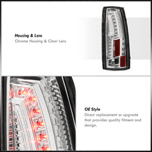 Load image into Gallery viewer, Chevrolet C/K 1988-1999 / Suburban 1992-1999 / Tahoe 1995-1999 / Blazer Full Size 1992-1994 / GMC C/K 1988-1999 / Yukon 1992-1999 / Cadillac Escalade 1999-2000 LED Tail Lights Chrome Housing Clear Len