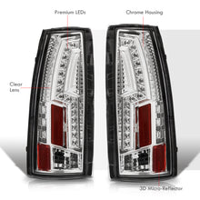 Load image into Gallery viewer, Chevrolet C/K 1988-1999 / Suburban 1992-1999 / Tahoe 1995-1999 / Blazer Full Size 1992-1994 / GMC C/K 1988-1999 / Yukon 1992-1999 / Cadillac Escalade 1999-2000 LED Tail Lights Chrome Housing Clear Len