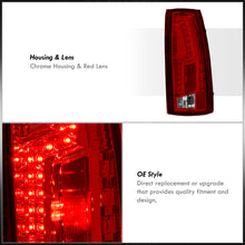 Load image into Gallery viewer, Chevrolet C/K 1988-1999 / Suburban 1992-1999 / Tahoe 1995-1999 / Blazer Full Size 1992-1994 / GMC C/K 1988-1999 / Yukon 1992-1999 / Cadillac Escalade 1999-2000 LED Tail Lights Chrome Housing Red Len