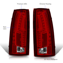 Load image into Gallery viewer, Chevrolet C/K 1988-1999 / Suburban 1992-1999 / Tahoe 1995-1999 / Blazer Full Size 1992-1994 / GMC C/K 1988-1999 / Yukon 1992-1999 / Cadillac Escalade 1999-2000 LED Tail Lights Chrome Housing Red Len