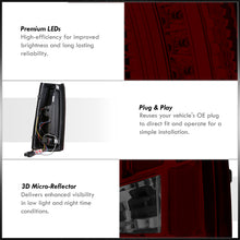 Load image into Gallery viewer, Chevrolet C/K 1988-1999 / Suburban 1992-1999 / Tahoe 1995-1999 / Blazer Full Size 1992-1994 / GMC C/K 1988-1999 / Yukon 1992-1999 / Cadillac Escalade 1999-2000 LED Tail Lights Chrome Housing Red Smoke Len