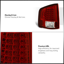Load image into Gallery viewer, Chevrolet S10 Truck 1994-2004 / GMC Sonoma 1994-2004 / Isuzu Hombre 1996-2000 LED Tail Lights Chrome Housing Red Len