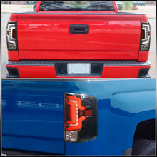 Load image into Gallery viewer, Chevrolet Silverado 1500 2014-2018 / 1500LD 2019 / 2500HD 3500HD 2015-2019 / GMC Sierra 3500HD Dually 2015-2019 LED Bar Tail Lights Black Housing Clear Len White Tube (Excluding OEM LED Models)
