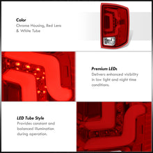 Load image into Gallery viewer, Chevrolet Silverado 1500 2014-2018 / 1500LD 2019 / 2500HD 3500HD 2015-2019 / GMC Sierra 3500HD Dually 2015-2019 LED Bar Tail Lights Chrome Housing Red Len White Tube (Excluding OEM LED Models)