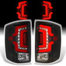 Load image into Gallery viewer, Chevrolet Silverado 1500 2014-2018 / 1500LD 2019 / 2500HD 3500HD 2015-2019 / GMC Sierra 3500HD Dually 2015-2019 LED Bar Tail Lights Black Housing Clear Len Red Tube (Excluding OEM LED Models)