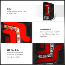 Load image into Gallery viewer, Chevrolet Silverado 1500 2014-2018 / 1500LD 2019 / 2500HD 3500HD 2015-2019 / GMC Sierra 3500HD Dually 2015-2019 LED Bar Tail Lights Black Housing Clear Len Red Tube (Excluding OEM LED Models)