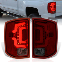 Load image into Gallery viewer, Chevrolet Silverado 1500 2014-2018 / 1500LD 2019 / 2500HD 3500HD 2015-2019 / GMC Sierra 3500HD Dually 2015-2019 LED Bar Tail Lights Chrome Housing Red Smoke Len White Tube (Excluding OEM LED Models)