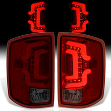 Load image into Gallery viewer, Chevrolet Silverado 1500 2014-2018 / 1500LD 2019 / 2500HD 3500HD 2015-2019 / GMC Sierra 3500HD Dually 2015-2019 LED Bar Tail Lights Chrome Housing Red Smoke Len White Tube (Excluding OEM LED Models)