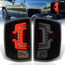 Load image into Gallery viewer, Chevrolet Silverado 1500 2014-2018 / 1500LD 2019 / 2500HD 3500HD 2015-2019 / GMC Sierra 3500HD Dually 2015-2019 LED Bar Tail Lights Black Housing Smoke Len White Tube (Excluding OEM LED Models)