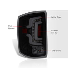 Load image into Gallery viewer, Chevrolet Silverado 1500 2014-2018 / 1500LD 2019 / 2500HD 3500HD 2015-2019 / GMC Sierra 3500HD Dually 2015-2019 LED Bar Tail Lights Black Housing Smoke Len White Tube (Excluding OEM LED Models)