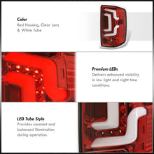 Load image into Gallery viewer, Chevrolet Silverado 1500 2014-2018 / 1500LD 2019 / 2500HD 3500HD 2015-2019 / GMC Sierra 3500HD Dually 2015-2019 LED Bar Tail Lights Red Housing Clear Len White Tube (Excluding OEM LED Models)