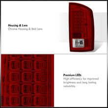 Load image into Gallery viewer, Dodge Ram 1500 2007-2008 / 2500 3500 2007-2009 LED Tail Lights Chrome Housing Red Len