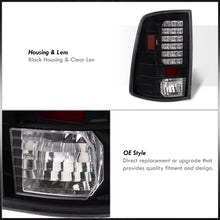 Load image into Gallery viewer, Dodge Ram 1500 2009-2018 / 2500 3500 2010-2018 LED Tail Lights Black Housing Clear Len (Excluding OEM LED Models)