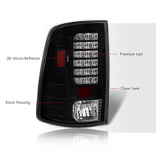 Load image into Gallery viewer, Dodge Ram 1500 2009-2018 / 2500 3500 2010-2018 LED Tail Lights Black Housing Clear Len (Excluding OEM LED Models)