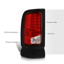Load image into Gallery viewer, Dodge Ram 1500 1994-2001 / 2500 3500 1994-2002 LED Tail Lights Chrome Housing Red Len