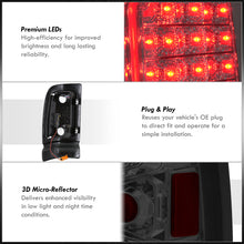 Load image into Gallery viewer, Dodge Ram 1500 1994-2001 / 2500 3500 1994-2002 LED Tail Lights Chrome Housing Smoke Len
